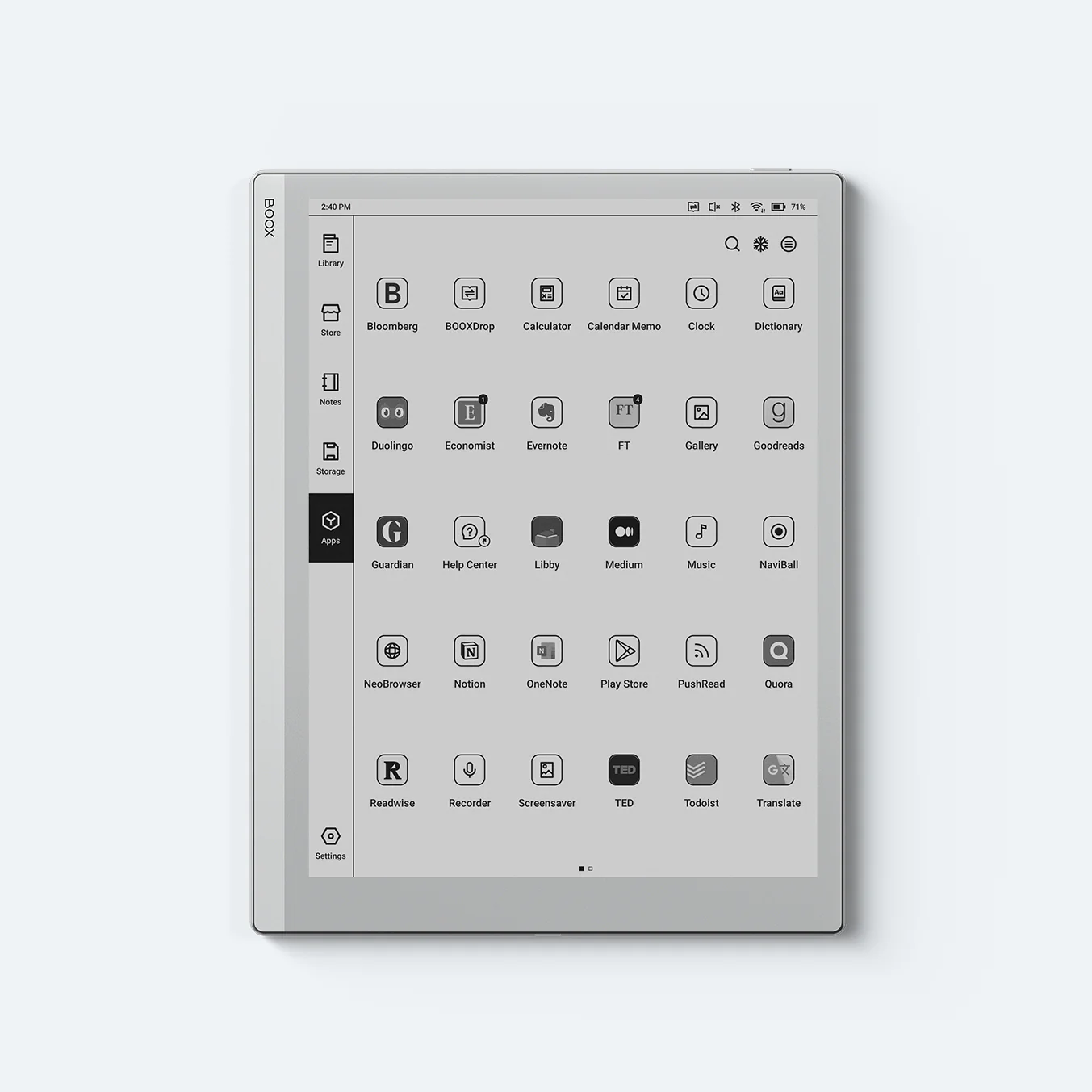 کتابخوان الکترونیکی Onyx Boox Go 10.3 اپلیکیشن