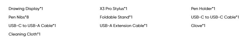 محتویات جعبه artist 13.3 pro v2