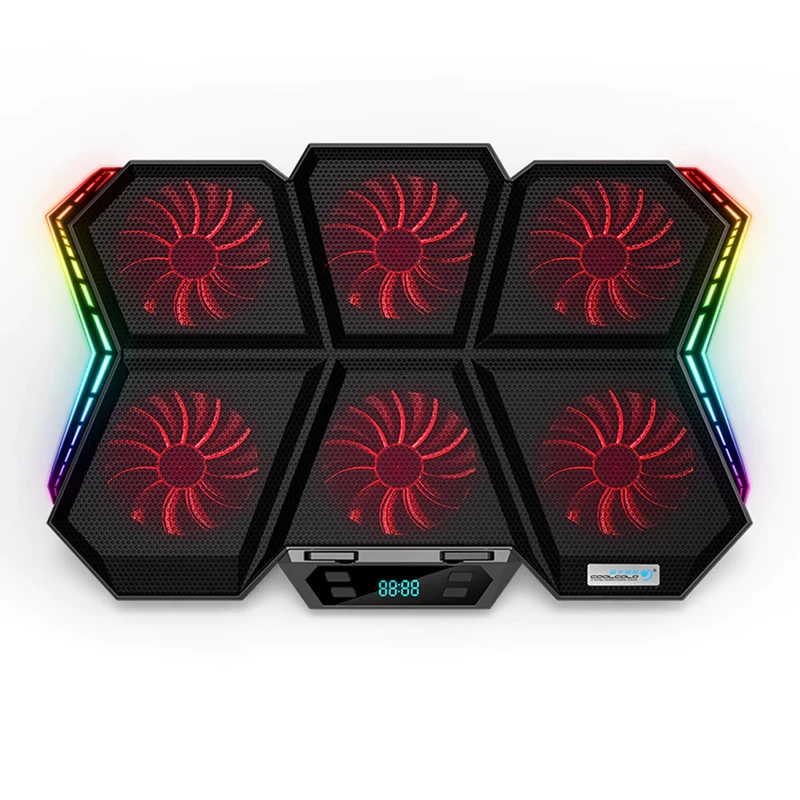 پایه خنک کننده لپ تاپ کول کلد مدل K40 RGB | خنک کننده قدرتمند ۶ فن برای گیمینگ و کارهای سنگین