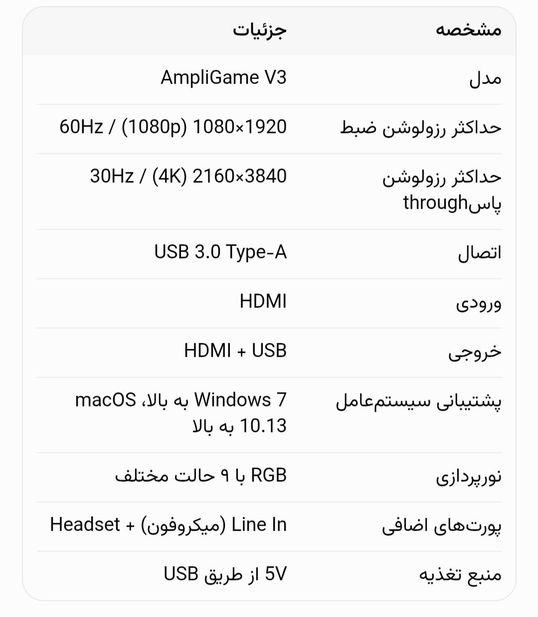 مشخصات فنی کامل v3